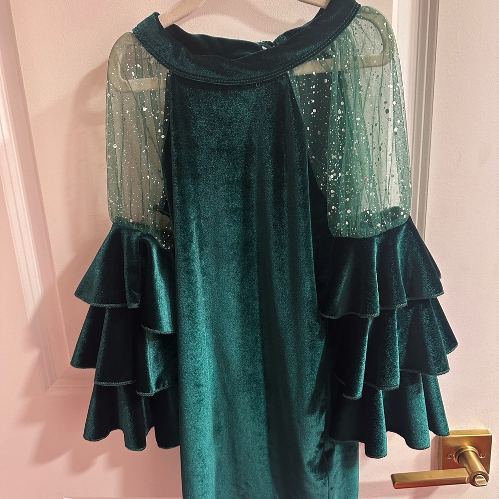 SHEIN Deep Green Velvet Dress